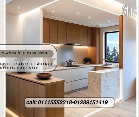شركات مطابخ التجمع الخامس SAFETY WOOD للمطابخ والدريسنج روم 