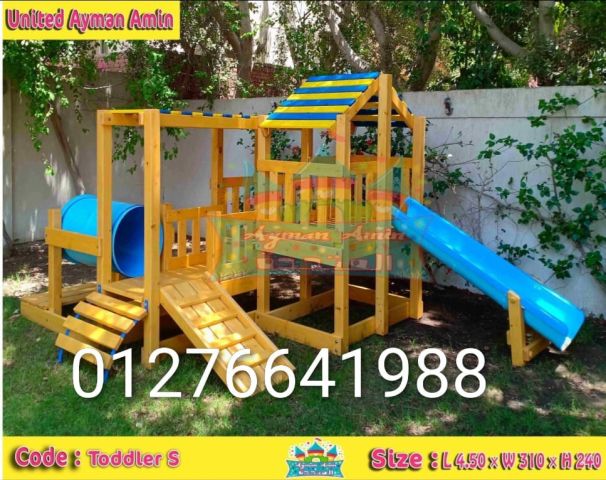 مجمعات خشبية مقاسات كبيره وصغيره زحاليق ومراجيح  6