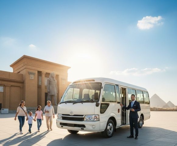 إيجار ميني باص تويوتا كوستر 24 فرداً لزيارة المتحف المصري الكبير