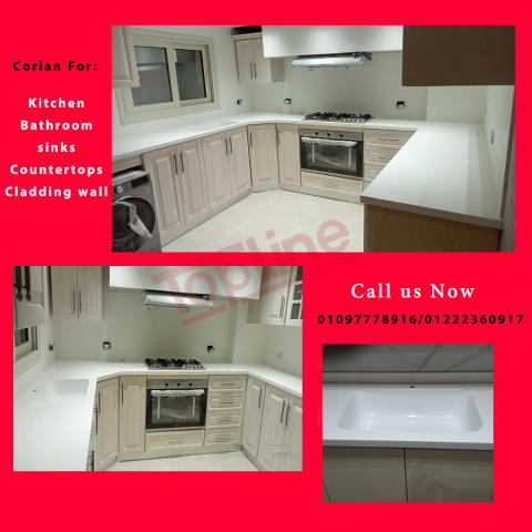- Corian - Kitchen - مطابخ - شركات مطابخ - كوريان ابيض - كوريان 