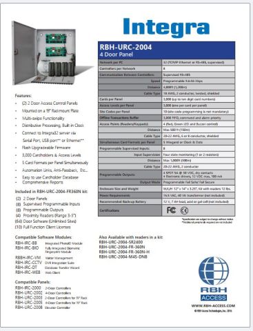 لوحه اكسس كنترول 4 باب RBH-URC-2004