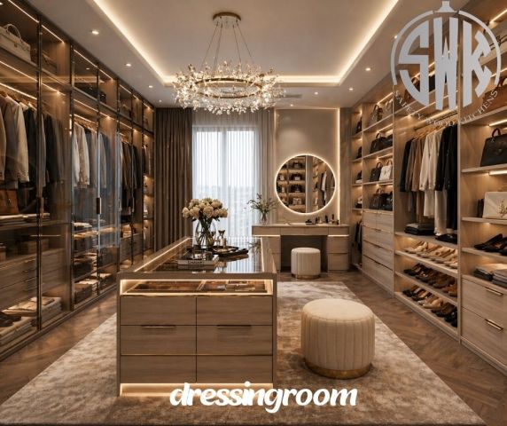 تصميم دريسنج روم فاخر للفيلات | SafetyWood للمطابخ والدريسنج روم 