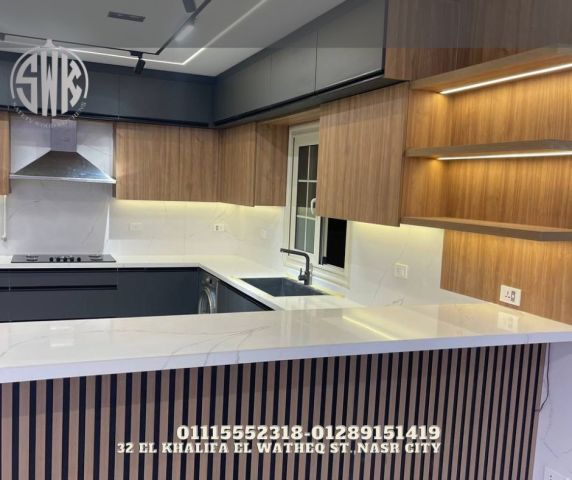 صور مطابخ خشب مودرن   SAFETY WOOD للمطابخ والدريسنج روم 