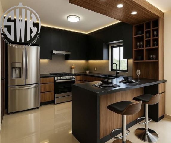 اشكال مطابخ خشبpoly lac    SAFETY WOOD للمطابخ والدريسنج روم 