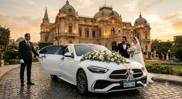 Luxury Mercedes C180 Wedding Car Rental in Cairo with Professiona