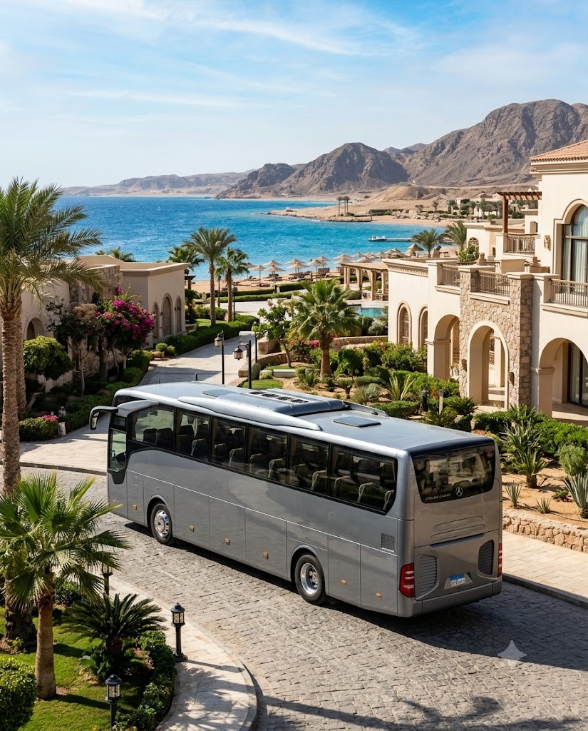 Mercedes 50 Seater Bus Rental with Driver in Egypt 