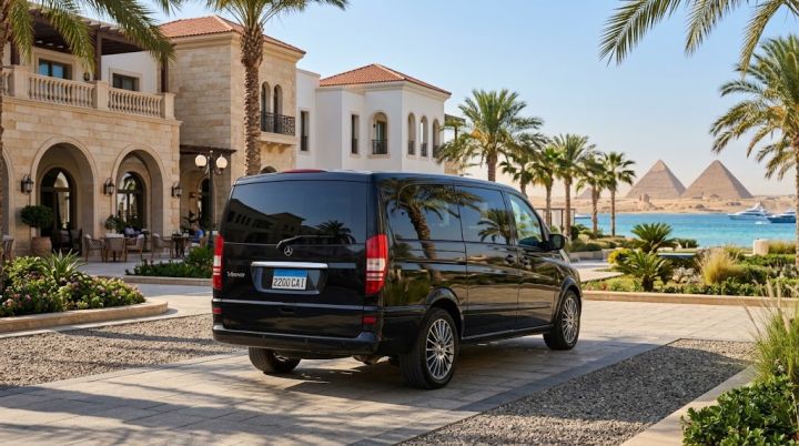 Mercedes Viano Tourist Car Rental with Driver for a 12-Hour Cairo