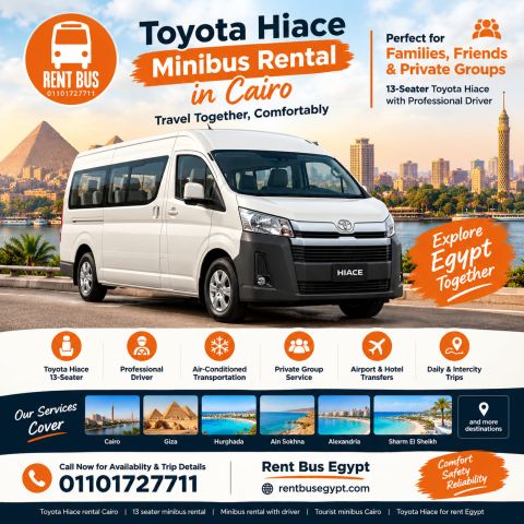 Toyota Hiace Minibus Rental Cairo | 13 Seater with Professional