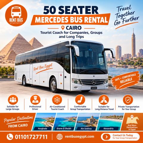 50 Seater Mercedes Bus Rental Cairo | Tourist Coach for Companies