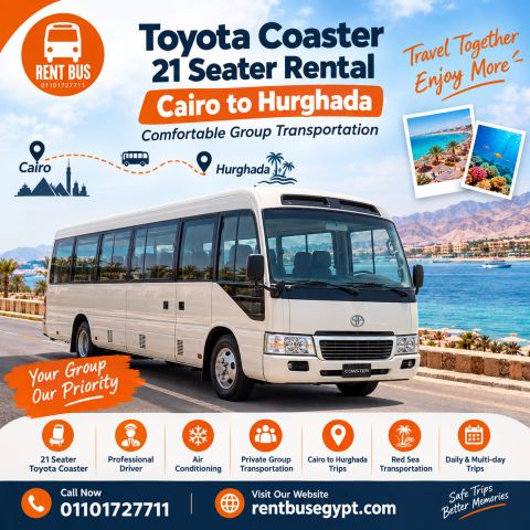 Toyota Coaster 21 Seater Rental Cairo to Hurghada | Comfortable