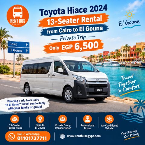 Toyota Hiace 13-Seater Rental from Cairo to El Gouna 