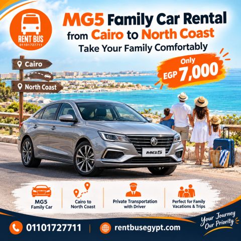 MG5 Family Car Rental from Cairo to North Coast