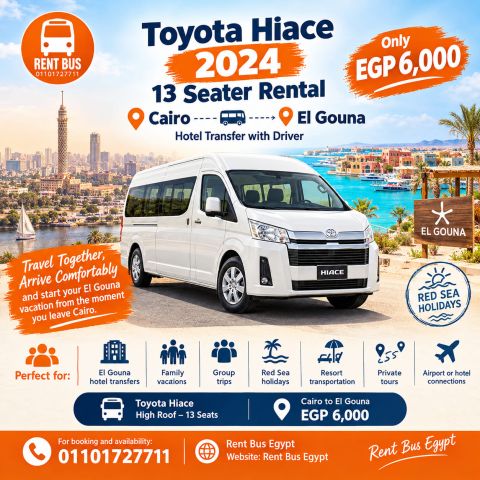 Toyota Hiace 13 Seater Rental from Cairo to El Gouna
