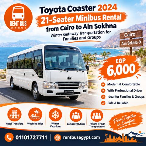 Toyota Coaster 21-Seater Minibus Rental from Cairo to Ain Sokhna 