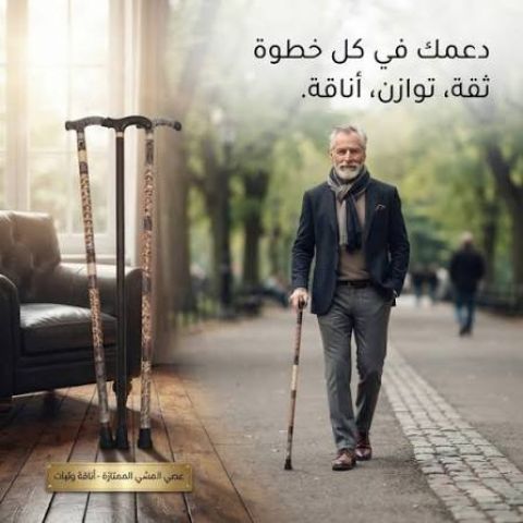 العصا الخشبية - دعم آمن وموثوق لكبار السن أثناء المشي 2