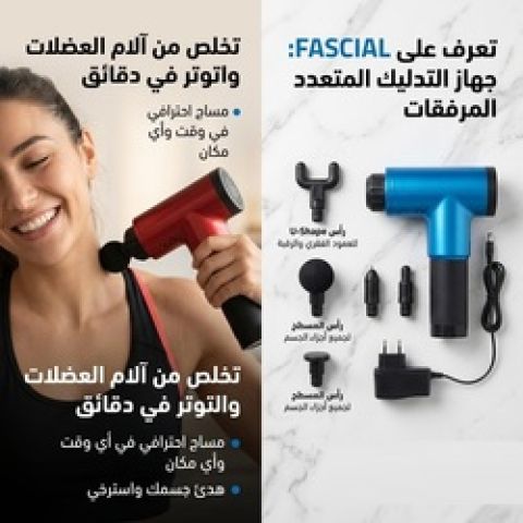 جهاز المساج المسدس متعدد الاستخدام - Fascial Gun لتخفيف الآلام