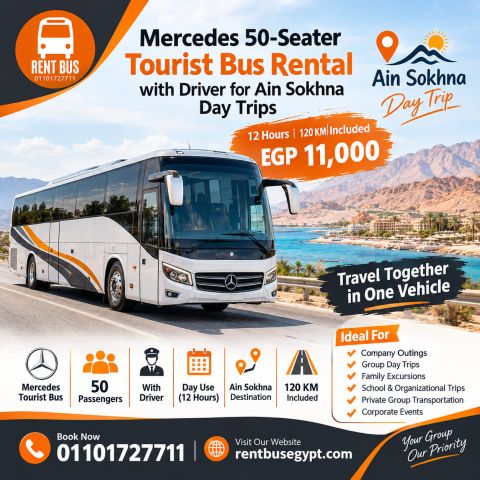Mercedes 50-Seater Tourist Bus Rental with Driver for Ain Sokhna 