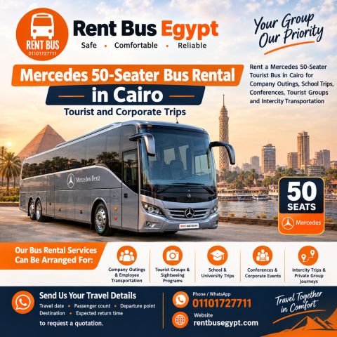 Mercedes 50-Seater Bus Rental in Cairo – Tourist and Corporate