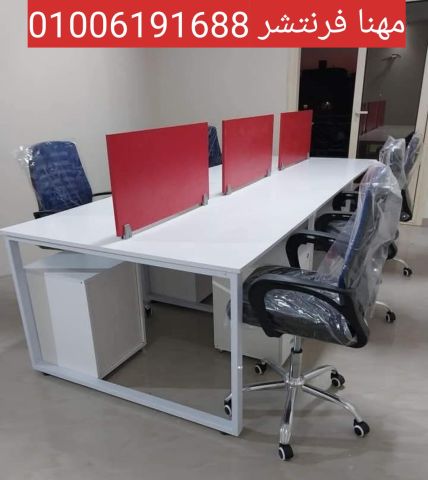 ترابيزة اجتماعات خشب زان سطح مربعات جلد طبيعية 4
