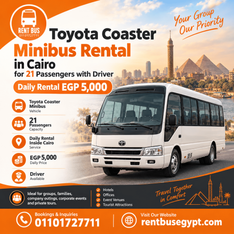 Toyota Coaster Minibus Rental in Cairo for 21 Passengers