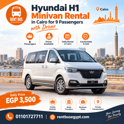 Hyundai H1 Minivan Rental in Cairo for 9 Passengers with Driver