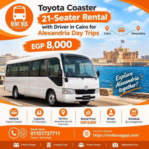 Toyota Coaster 21-Seater Rental with Driver in Cairo for Alex 