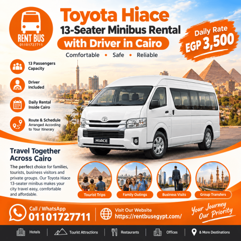 Toyota Hiace 13-Seater Minibus Rental with Driver in Cairo  