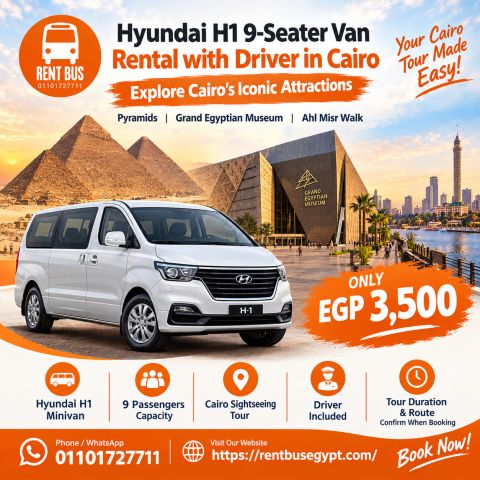 Hyundai H1 9-Seater Van Rental with Driver in Cairo for Pyramids,