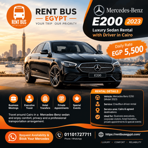 Mercedes-Benz E200 2023 Rental with Driver in Cairo Egypt 