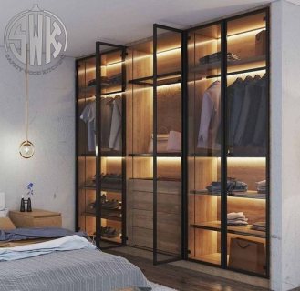 dressing room بضلف زجاج  Safety Wood للمطابخ والدريسنج روم
